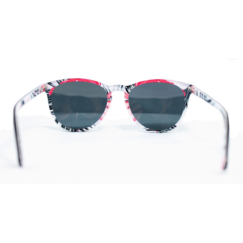 Designer sunglasses print flamingo style. Polarized lenses. Made in France